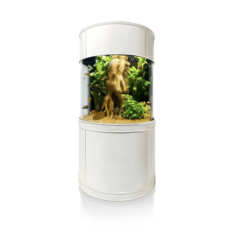 115 Gallon 3/4 Cylinder Glass Reef-Ready Aquarium Set in Tulum White
