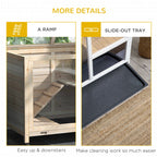 Natural Indoor Rabbit Hutch with Wheels – Wood Cage for Small Pets
