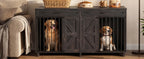Wood & Metal Dog Crate Furniture TV Stand with Storage - Barn Door Design