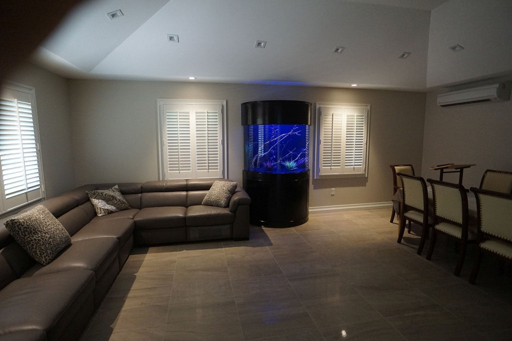 180 Gallon Half Cylinder Glass Reef-Ready Aquarium Set in Abyss Black