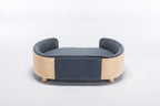 Scandinavian Style Elevated Dog Bed with Velvet Cushion - Modern Pet Bed
