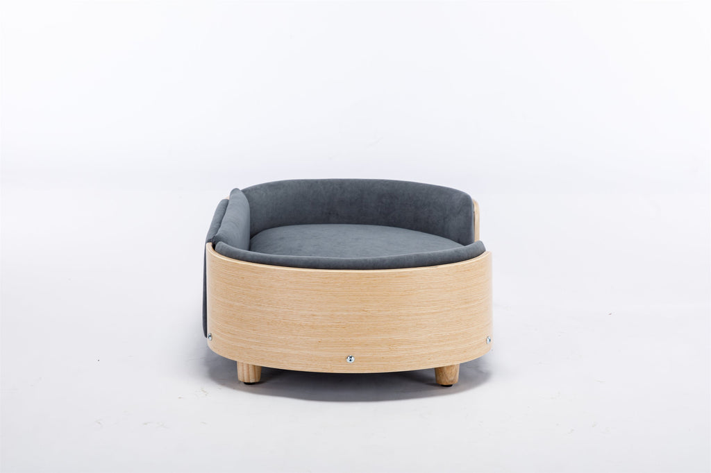 Scandinavian Style Elevated Dog Bed with Velvet Cushion - Modern Pet Bed