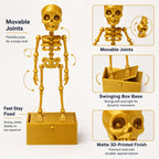 Movable Skeleton Aquarium Ornament, 3D Printed Articulated Skeleton Decor With Swing Treasure Box Base, Fish Tank Underwater Landscape Decoration