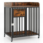 27.5 Inch Dog Crate Furniture with Wheels for Small Dogs and Puppies-Rustic Brown