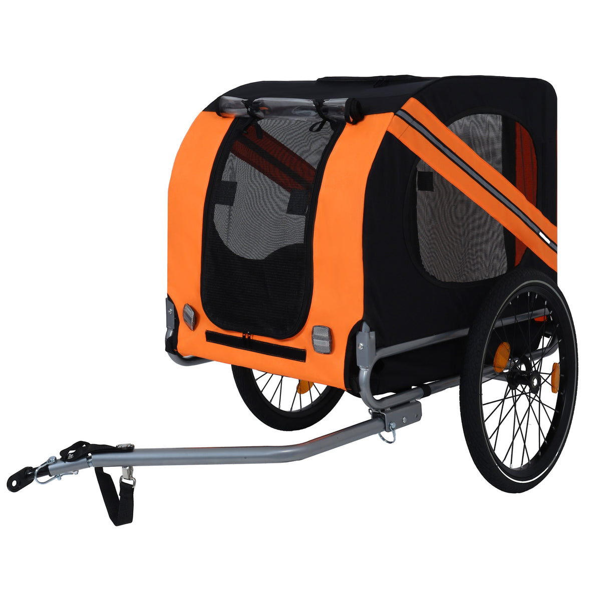 Large Folding Bike Trailer for Dogs – 66LB Capacity All-Terrain Pet Carrier, Durable Steel Frame for Cycling, Jogging, Camping & Outdoor Adventures, Black-Orange