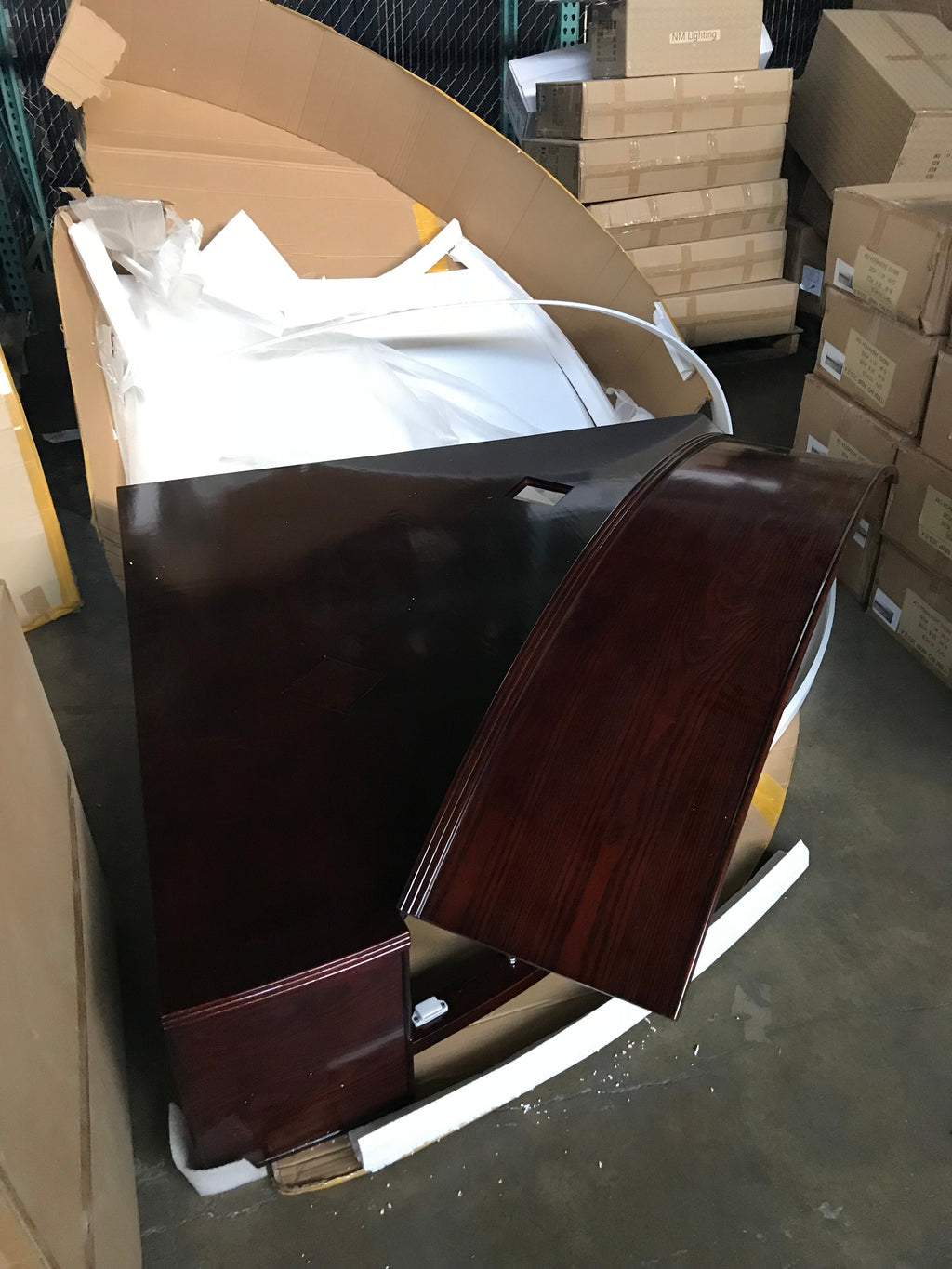 440 Gallon Glass Corner Reef-Ready Aquarium in Rose Cherry Real Wood Furniture