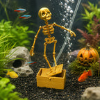 Movable Skeleton Aquarium Ornament, 3D Printed Articulated Skeleton Decor With Swing Treasure Box Base, Fish Tank Underwater Landscape Decoration