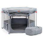 CANINE CANYON Zora Portable Pet Playpen Foldable Dog Playpens for Indoor and Outdoor Exercise Pop Up Pet Fence with Carrying Case for Dogs/Puppies Dove Gray 49" x 49" x 28"