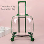 Rolling Pet Travel Trolley with Wheel, Transparent Capsule, Pink, Green, Puppies, Dogs, Cat Carriers Bag, 5-20Kg