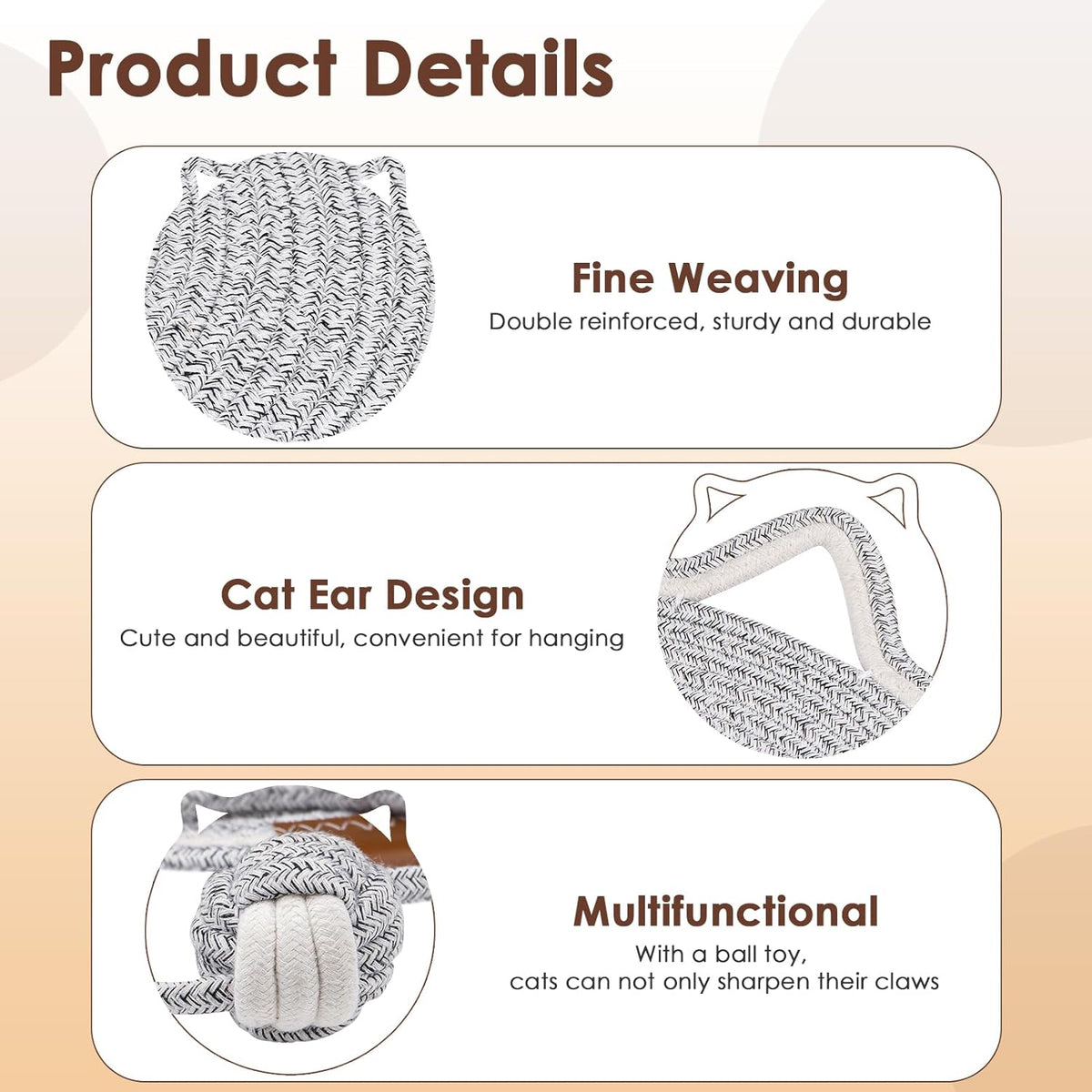 Cat Scratcher Mat Natural Cotton Rope Cat Scratch Pad Round Horizontal Floor Cat Scratching Pads For Indoor Cats  Cat Furniture Protector For Wall Couch Carpets  Sofas