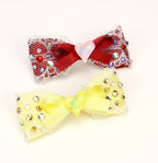 Pet Lace Bow Hair Clip with Heart Crystal