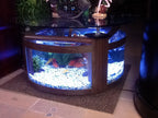 WARRANTY INCLUDED! 55 gallon GLASS round circle table aquarium fish tank setup WALNUT