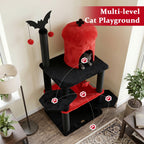 51" Gothic Multi-Level Cat Tree with Spider Toy & Hammock