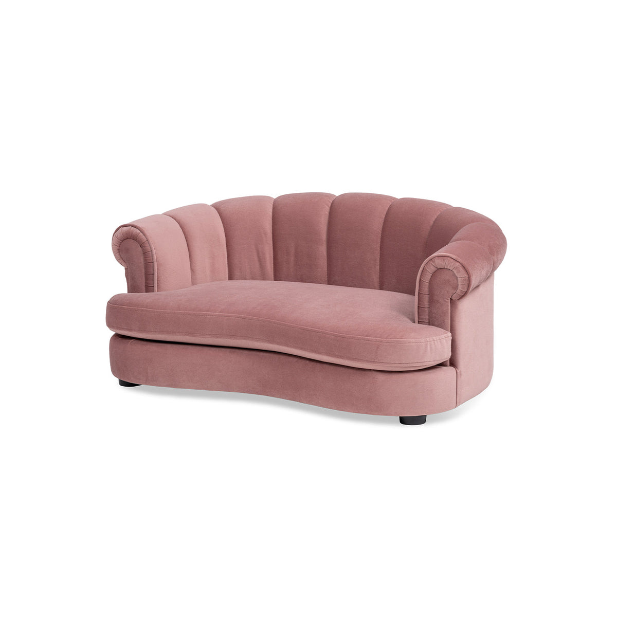 Rolled-Arm Dog Bed with Channel-Tufted Back - Ash Rose