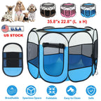 Portable Foldable Pet Tent Exercise Pen Kennel Removable Zipper Top and Bottom Water Resistant Indoor Outdoor Use For Dogs Cats Other Pets