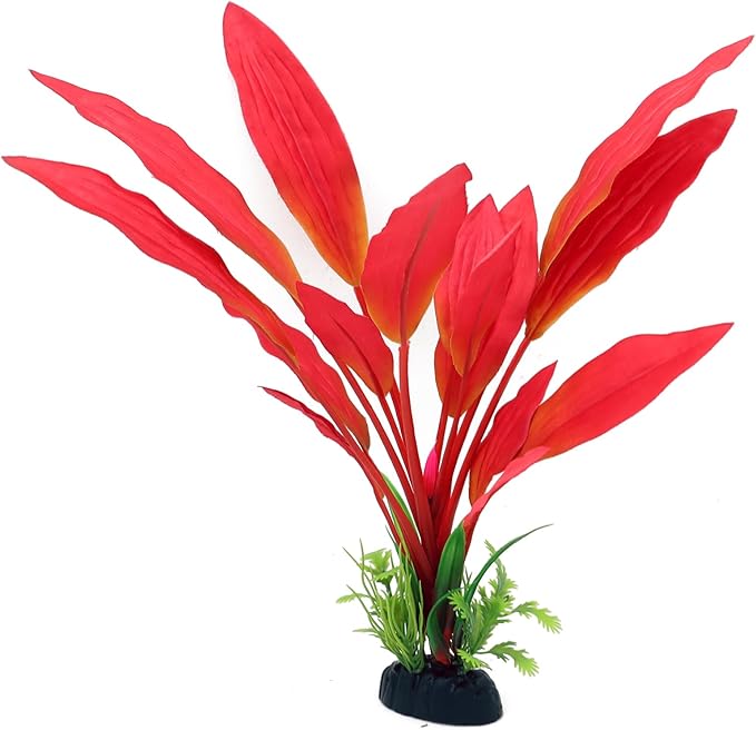 ALEGI Silk Aquarium Plants, 12 Inch Artificial Silk Plants Decorations for Fish Tank,Aquarium Décor Plastic Plants (Red, 2 Pack)
