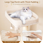 63 Inch Tall Wooden Cat Tree with 2-Story Condo and Plush Padded Top Perch-Natural