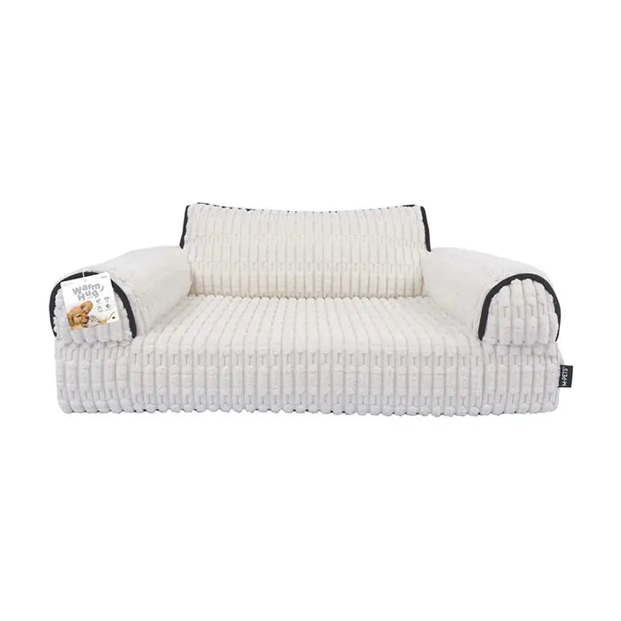 M-Pets Warm Hug Velvet Sofa Bed for Cats and Dogs White Medium