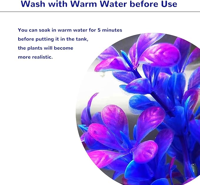 Mipukbay Purple Aquarium Plants - Artificial Plastic Fish Tank Decor, Realistic Ornament Safe for Fish & Shrimp, Low-Maintenance Aquascaping Plants for Freshwater/Saltwater Tank Landscaping