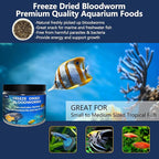 JADINGSFRAM Blood Worms Fish Food 2.5 oz, Freeze Dried Bloodworms for Fish, Bloodworms Fish Food for Freshwater Saltwater Tropical Fish Betta Cichlid Goldfish Guppy Turtle (2.5 OZ)