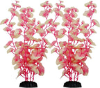 16 Inch Aquarium Fish Tank Plant Betta Fish Tank Decor,2 Pack Silk Aquarium Plants for Aquarium Decoration (White-Pink)