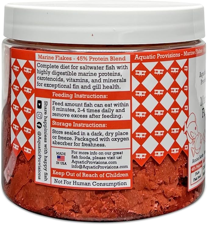 Marine Flakes Fish Food 1.77 oz, for Saltwater Aquarium Species