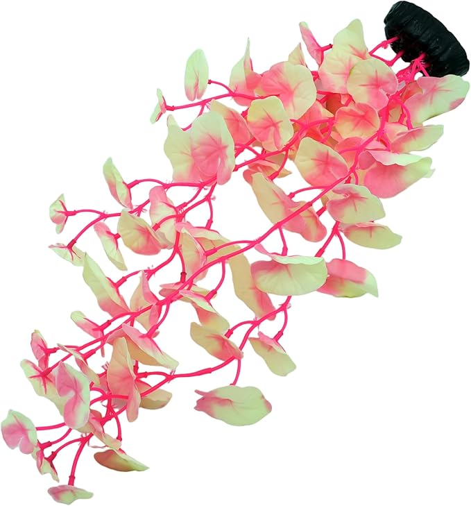 16 Inch Aquarium Fish Tank Plant Betta Fish Tank Decor,2 Pack Silk Aquarium Plants for Aquarium Decoration (White-Pink)