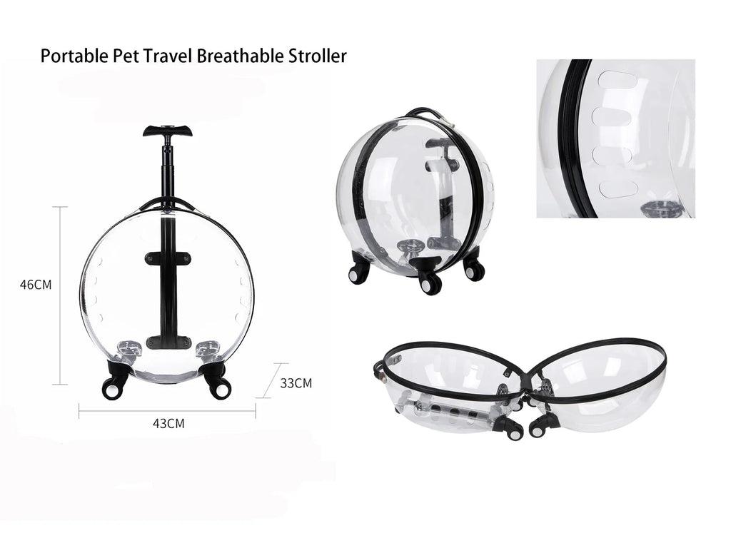 Rolling Pet Travel Trolley with Wheel, Transparent Capsule, Pink, Green, Puppies, Dogs, Cat Carriers Bag, 5-20Kg