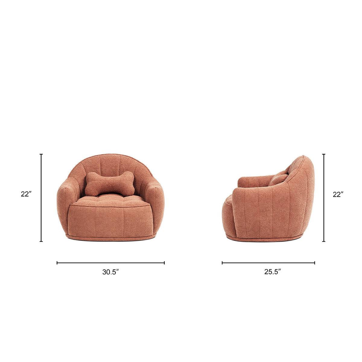 Louie 30.5" Modern Dog Sofa Bed with Bone Pillow - Medium, Spice