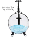 Rolling Pet Travel Trolley with Wheel, Transparent Capsule, Pink, Green, Puppies, Dogs, Cat Carriers Bag, 5-20Kg