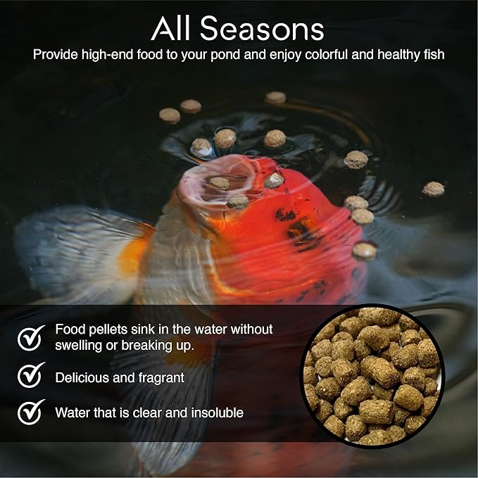 BIG Kahuna Koi Fish Food- 20lbs Koi Food – Made in The USA - Food Floating Pellets – 3/16" - 1/4" Pellet Size – 32% Protein Fish Food – Rich in Nutrients