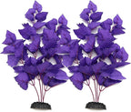 ALEGI Silk Aquarium Plants, 16 Inch Artificial Silk Plants Decorations for Fish Tank,Aquarium Décor Plastic Plants (Purple, 2 Pack)