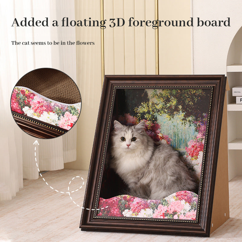 3D Mona Lisa Cat Scratcher with Removable Oil Painting Frame