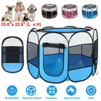 Portable Foldable Pet Tent Exercise Pen Kennel Removable Zipper Top and Bottom Water Resistant Indoor Outdoor Use For Dogs Cats Other Pets