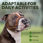 Breathable Metal Basket Dog Muzzle for Large Dogs with Leather Straps