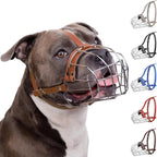 Breathable Metal Basket Dog Muzzle for Large Dogs with Leather Straps