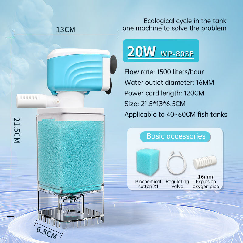 Multifunctional Aquarium Sponge Filter: Water Purifier, Pump, Wave Maker, with Suction Cup & Air Pump