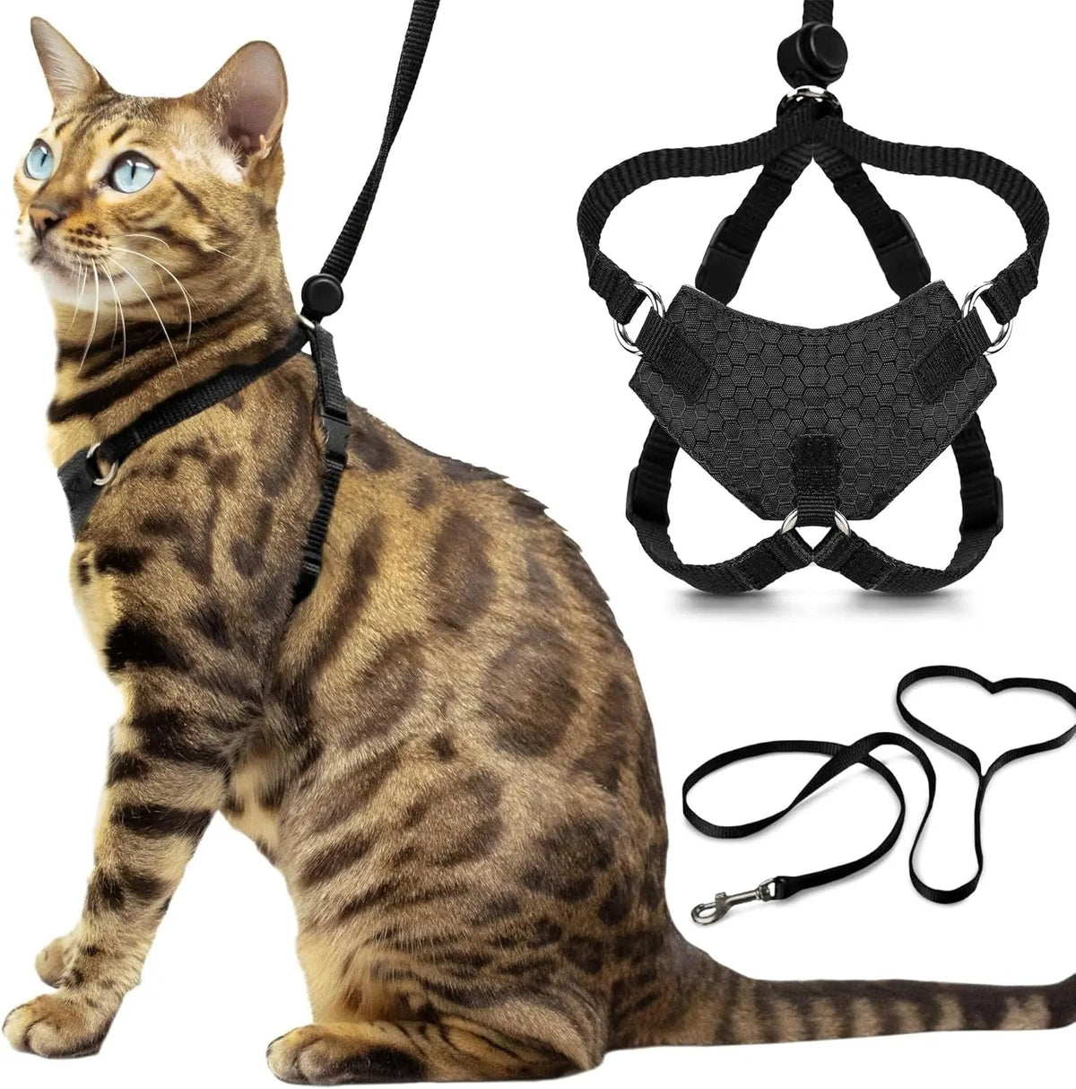 Cat Harness Escape Proof Adjustable Leash Set Reflective Walking Vest