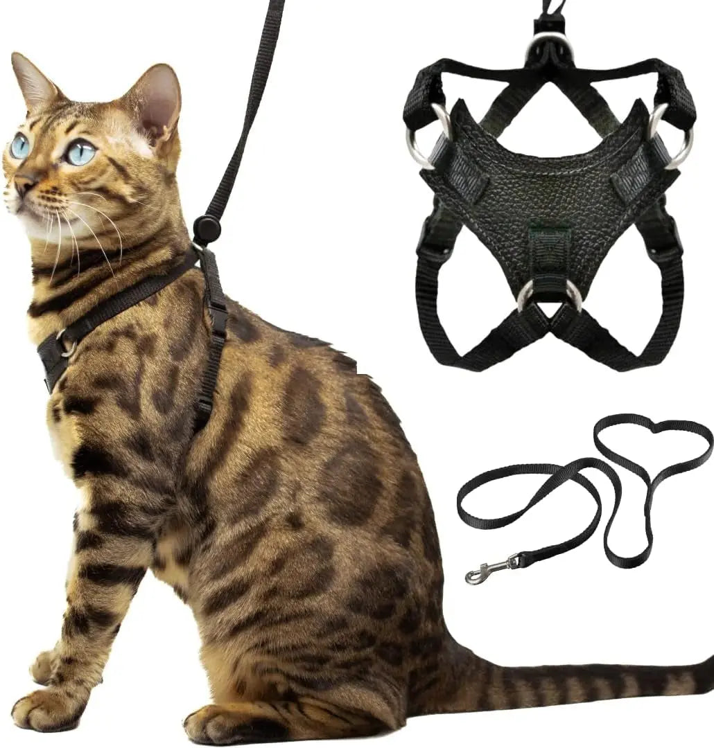 Cat Harness Escape Proof Adjustable Leash Set Reflective Walking Vest