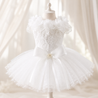 Luxury Classic White Pet Wedding Dress Elegant Floral Tulle Dog Dress