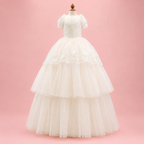Handmade Ivory Angel Bridal Dog Dress – Luxury Long Train Wedding Gown for Dogs