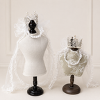 Luxury Pet Bridal Veil with Pearl Crown – Elegant Wedding Tiara Veil for Dogs & Cats