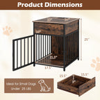 Dog Crate Furniture for Small Dogs Wooden Puppy Kennel with Charging Station-Rustic Brown