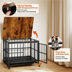 Foldable Dog Crate Furniture with Removable Tray and Lockable Door