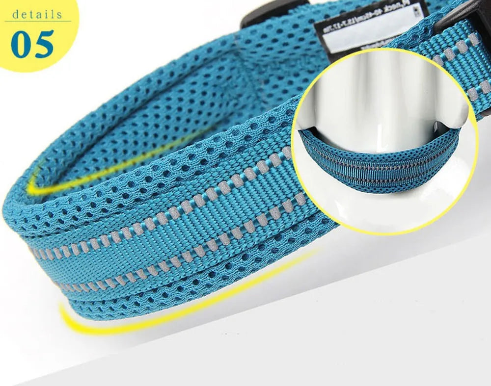Nylon, Adjustable, Reflective Padded, Dog Collar