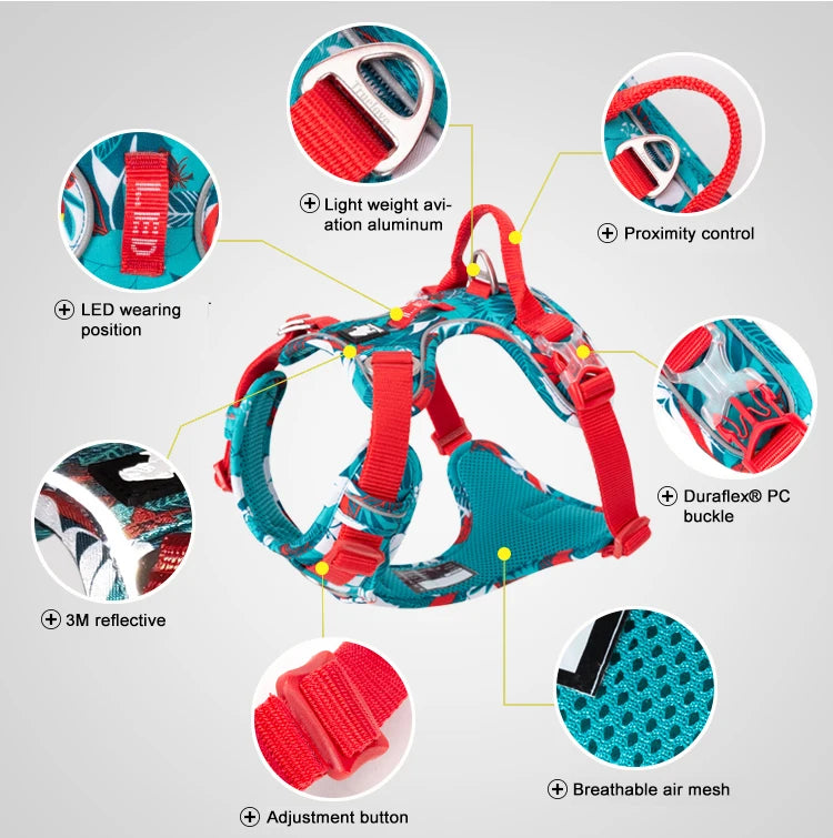 Dog Harness - Special Edition and Upgraded Version - Reflective Camouflage Nylon - Easy to Adjust