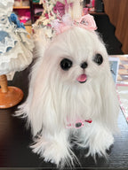 Pet Lace Bow Hair Clip with Heart Rhinestones