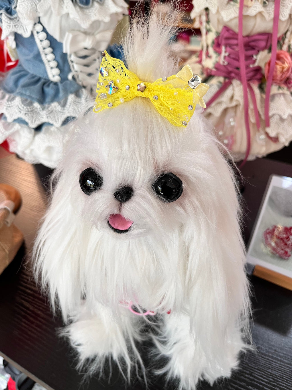 Pet Accessories Lace Rhinestone Bow Hair Clip headwear