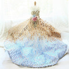 Aurora Pearl Princess Luxury Dog Dress – Gold Blue Gradient Sequin Ball Gown for Weddings & Couture Photo Shoots