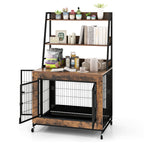 Industrial Dog Kennel Dog Crate Furniture with Storage Shelves-Rustic Brown